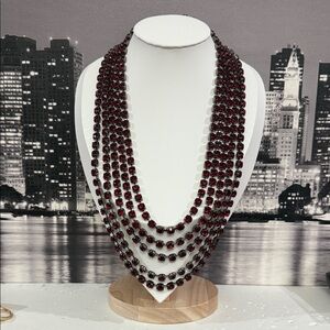 Cara NY Multi-Strand Red rhinestones Necklace